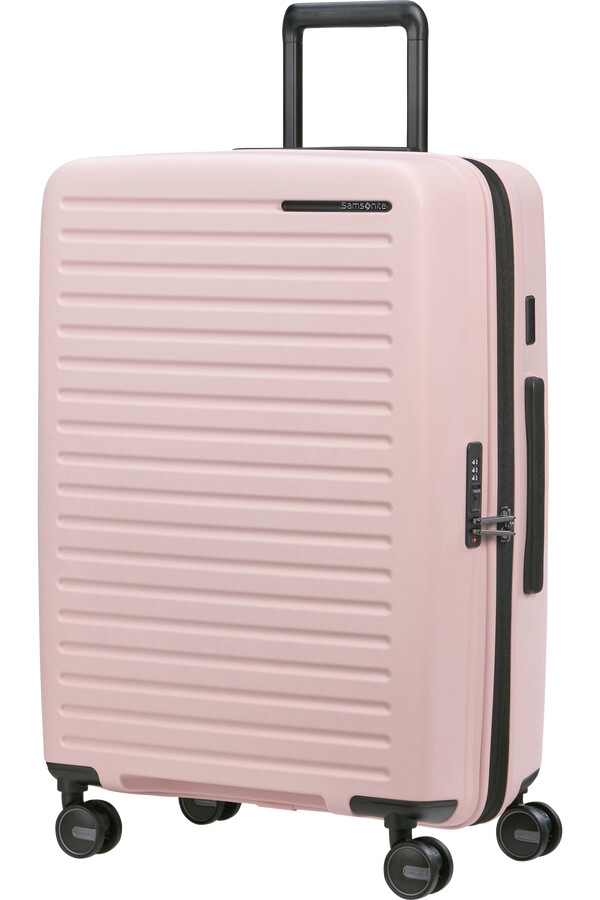 restackd koffert med utvidbar veske 4 hjul 68 cm rosa