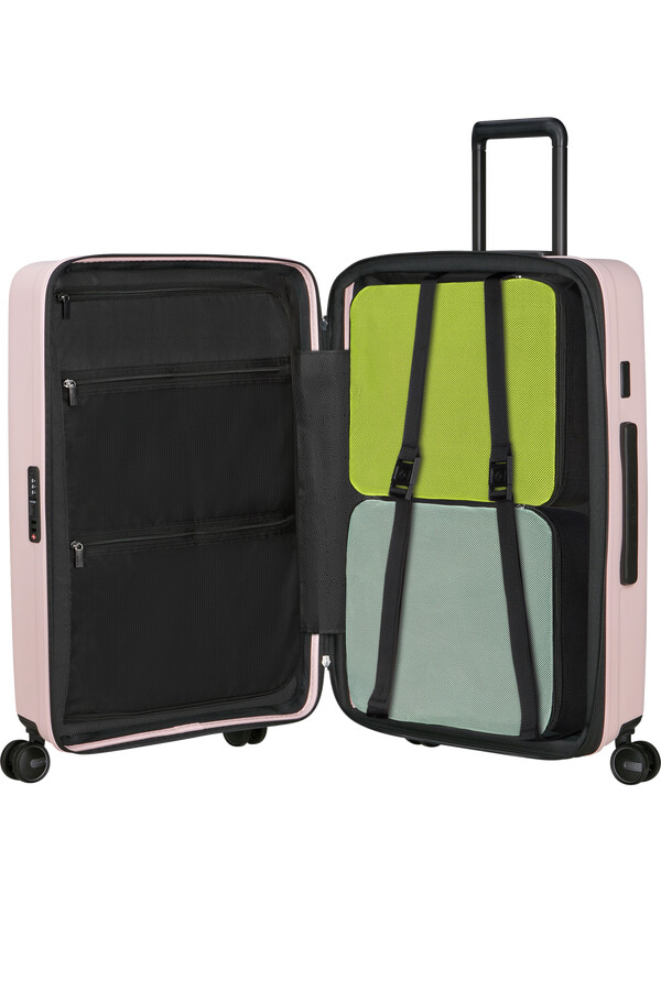 restackd koffert med utvidbar veske 4 hjul 68 cm rosa