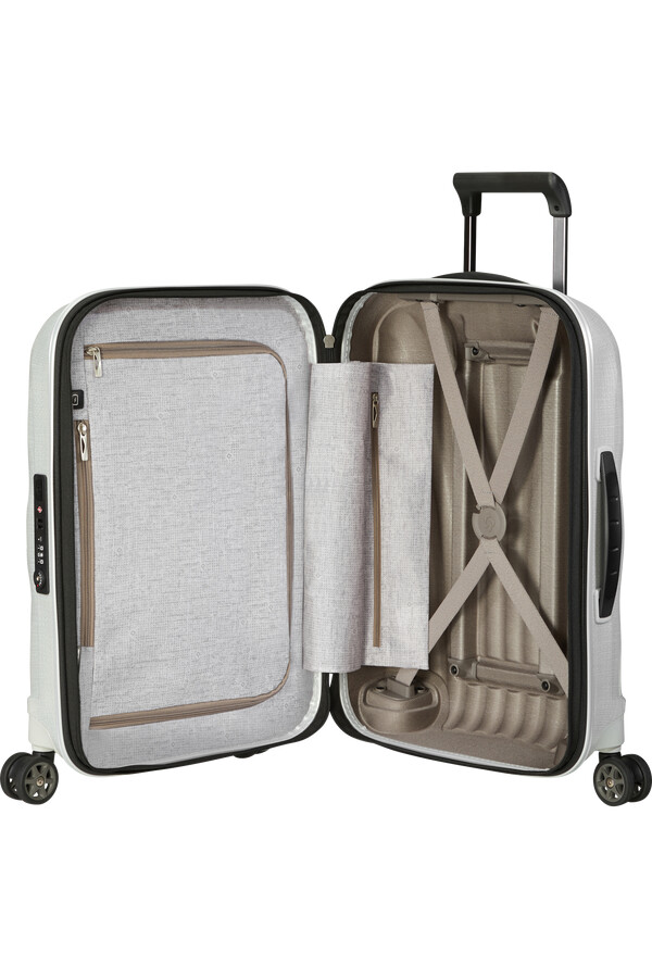 c-lite koffert med utvidbar veske 4 hjul 55 cm off white
